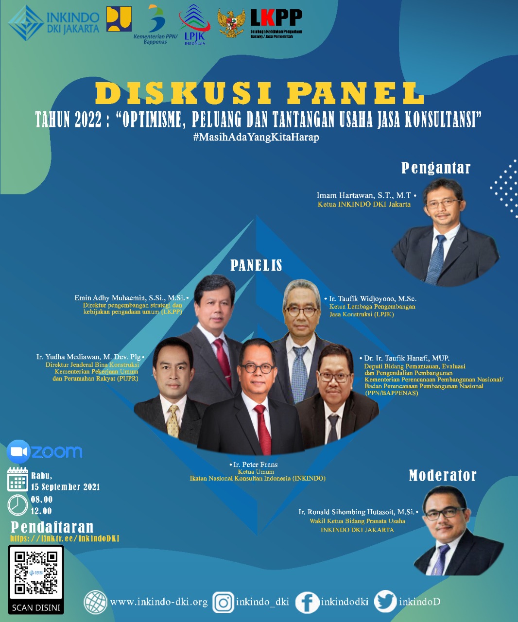 Diskusi Panel Dalam Rangka HUT INKINDO DKI Jakarta Ke-39 <h6>“Tahun 2022: Optimisme, Peluang dan Tantangan Usaha Jasa Konsultansi”</h6>